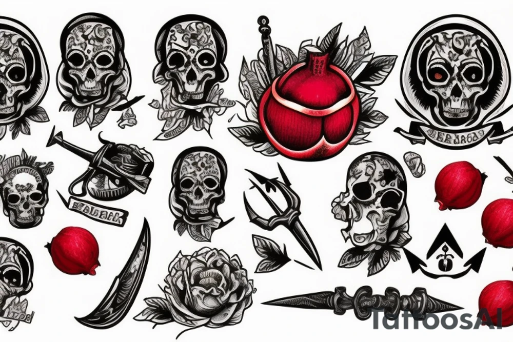 a dagger and a pomegranate tattoo idea
