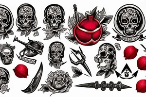 a dagger and a pomegranate tattoo idea