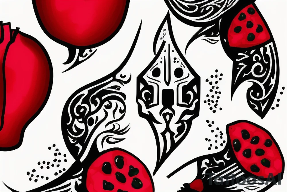 a dagger cutting open a pomegranate tattoo idea