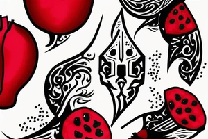 a dagger cutting open a pomegranate tattoo idea