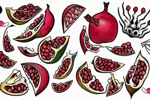 a dagger cutting open a pomegranate tattoo idea