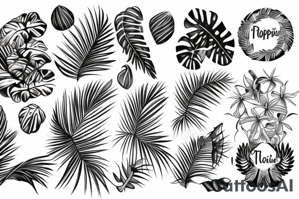 tropical island vibes tattoo idea