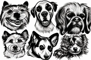 Three dogs flying in a ovni tattoo idea