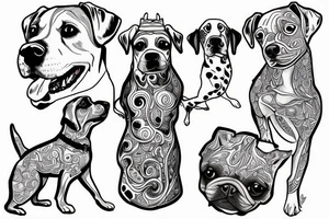 Three dogs flying in a ovni tattoo idea