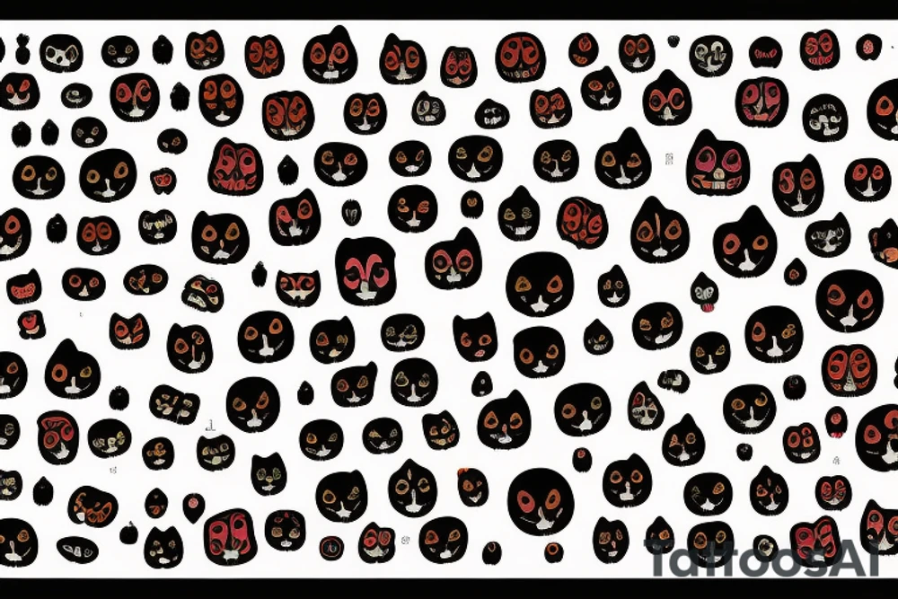 sad cat with skull tattoo idea