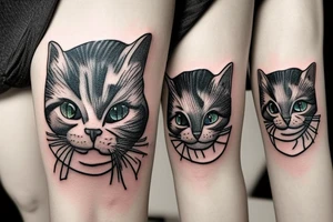 sad cat with skull tattoo idea