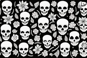 skull sad flowers tattoo idea