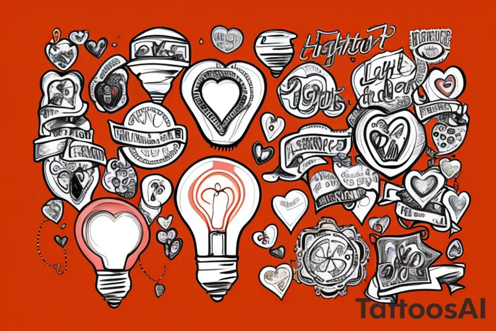 lightbulb with a heart as light in it tattoo idea