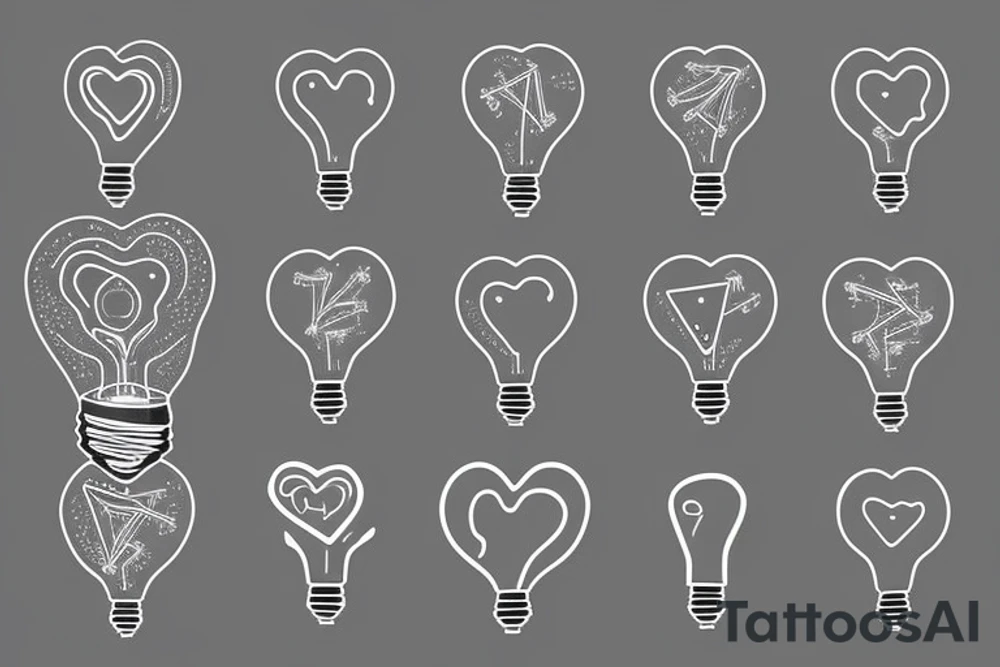 lightbulb with a heart as light in it tattoo idea