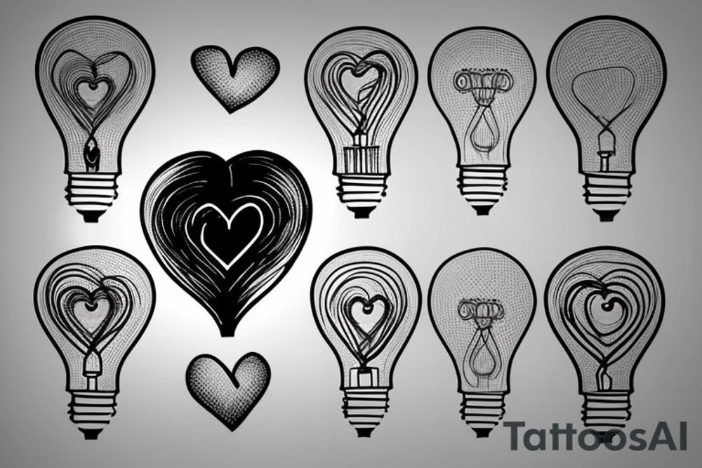 lightbulb with a heart as light in it tattoo idea