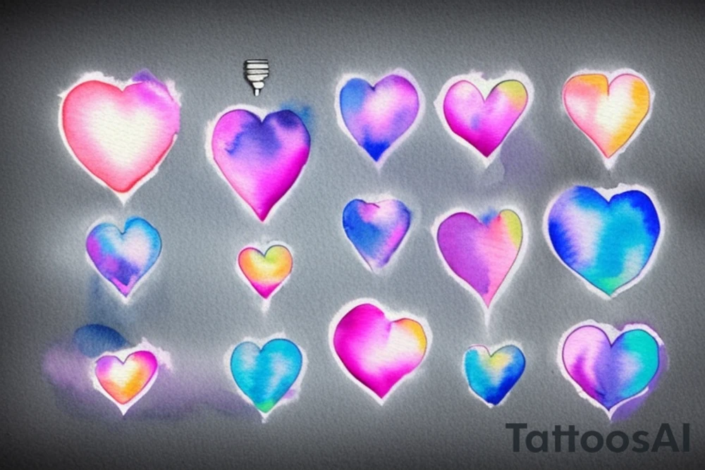 lightbulb, ombre heart with blue purplish-pink light element tattoo idea