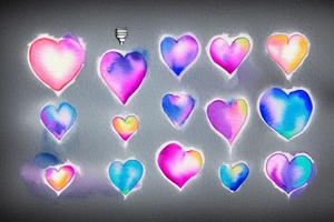 lightbulb, ombre heart with blue purplish-pink light element tattoo idea
