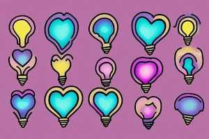 lightbulb tattoo with a yellowish-pink ombre heart held up by blueish purplish-pink zaps in the middle tattoo idea