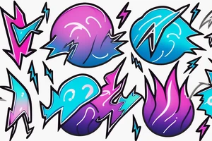 lightbulb tattoo with a yellowish-pink ombre heart with blueish-purplish-pink lightning bolts in the middle tattoo idea