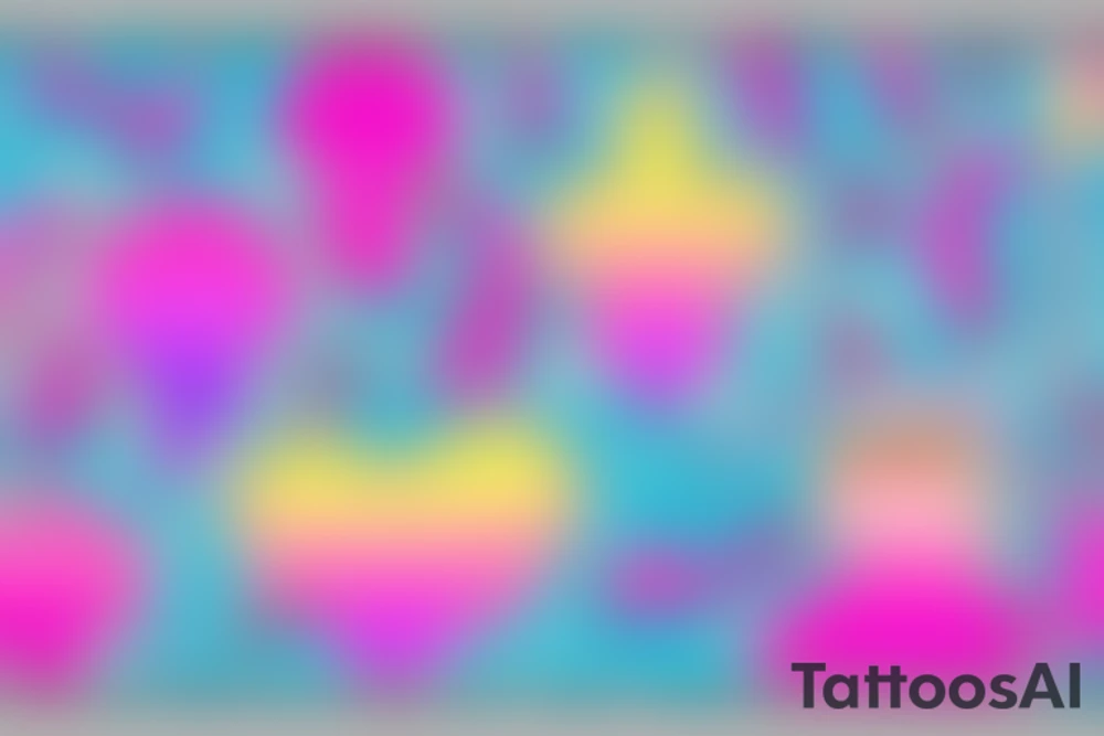 yellowish-pink ombre heart blueish-purplish-pink lightning bolts in the middle of a lightbulb tattoo tattoo idea