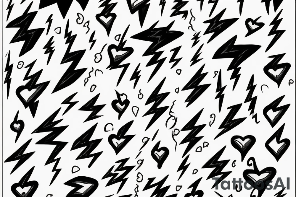 heart on top of lightning bolts tattoo tattoo idea