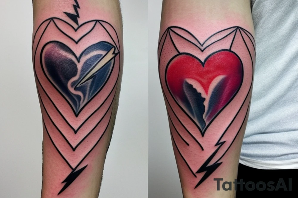 heart on top of lightning bolts tattoo tattoo idea