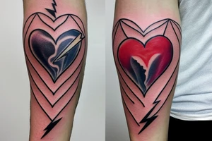 heart on top of lightning bolts tattoo tattoo idea