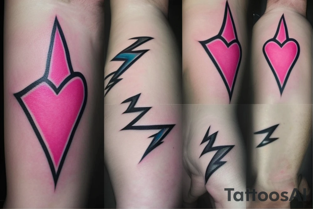 lightning bolts holding a yellowish-pink heart tattoo tattoo idea