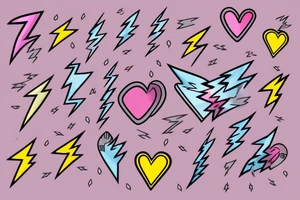 lightning bolts holding a yellowish-pink heart tattoo tattoo idea