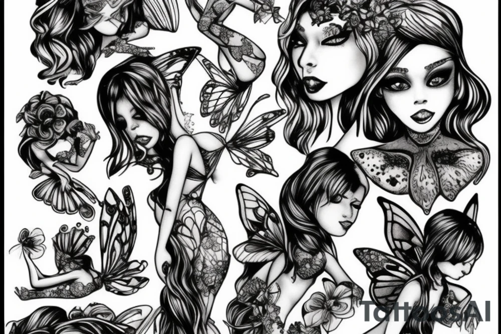 fairy in bikini tattoo idea