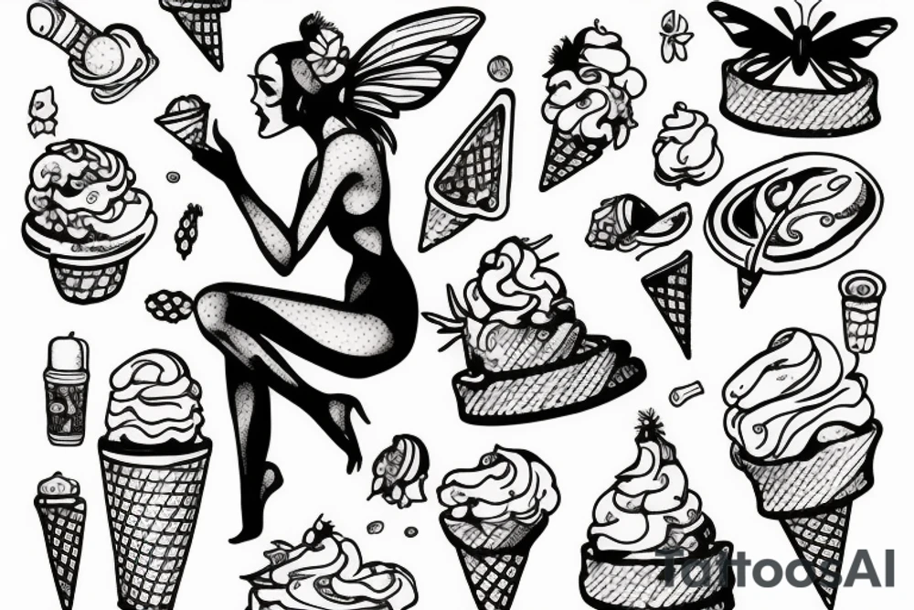 fairy licking an ice cream tattoo idea