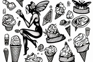 fairy licking an ice cream tattoo idea