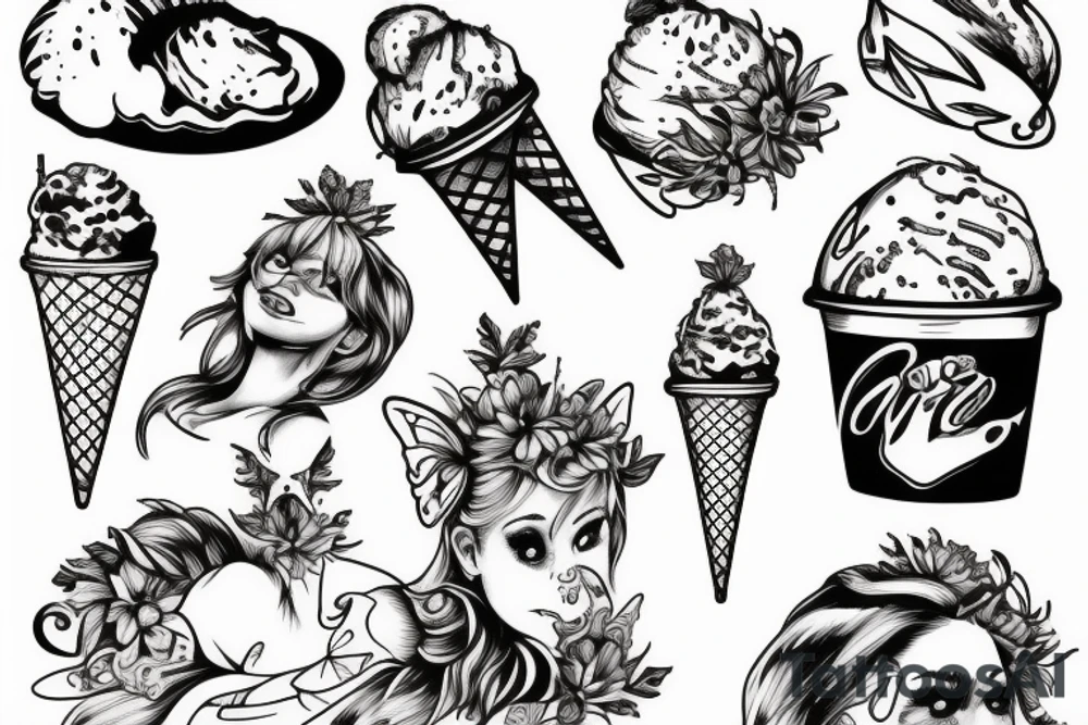fairy licking an ice cream tattoo idea