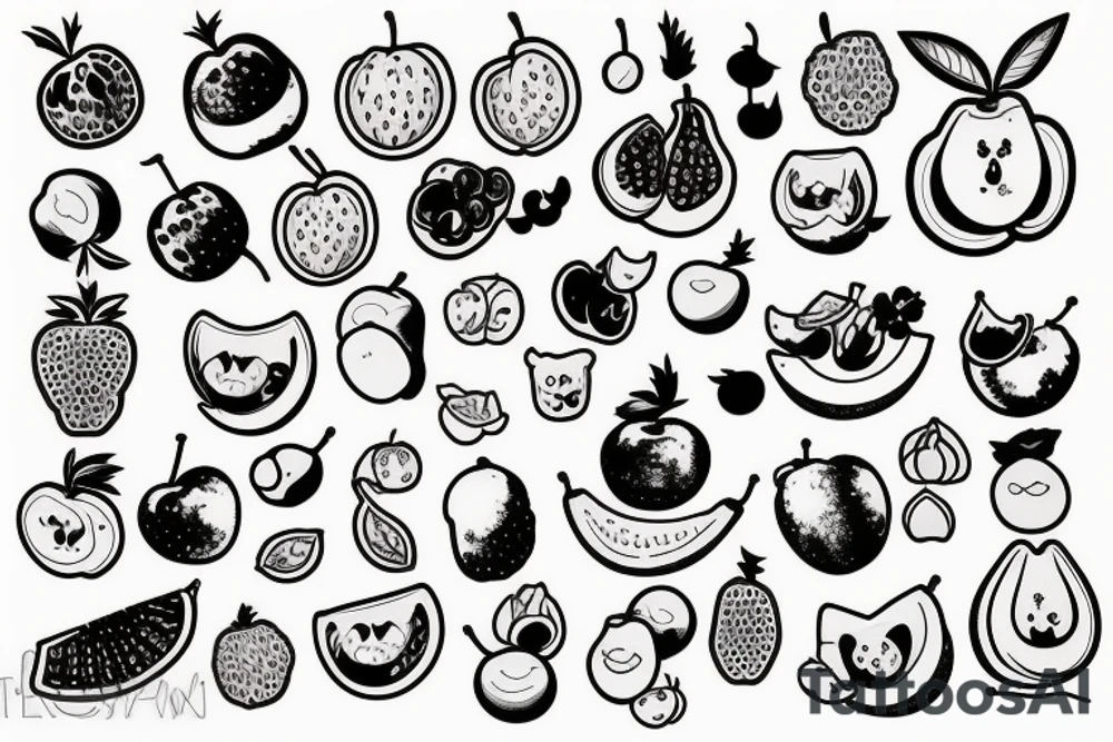 kawaii fruits tattoo idea