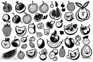 kawaii fruits tattoo idea