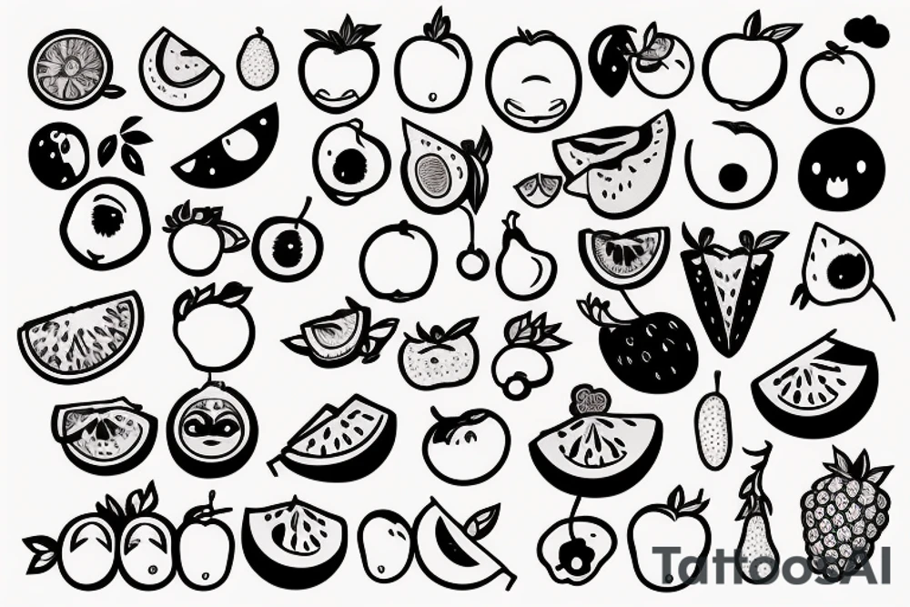 kawaii fruits tattoo idea