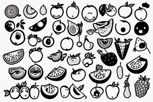 kawaii fruits tattoo idea