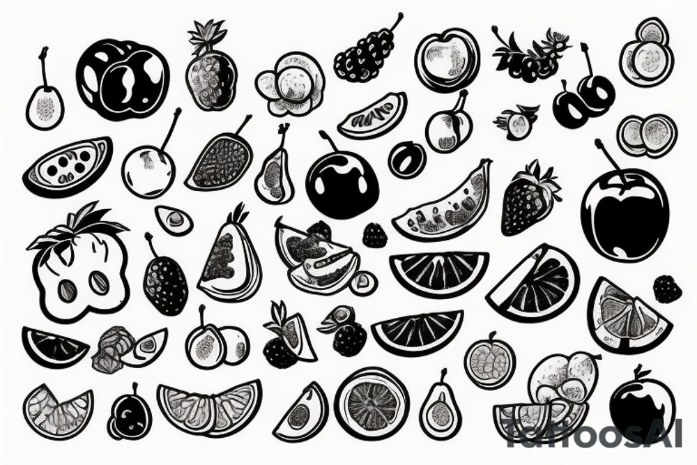 kawaii fruits tattoo idea