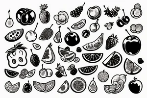 kawaii fruits tattoo idea