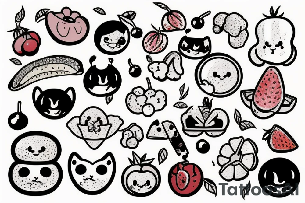 kawaii fruits tattoo idea