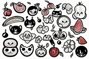 kawaii fruits tattoo idea