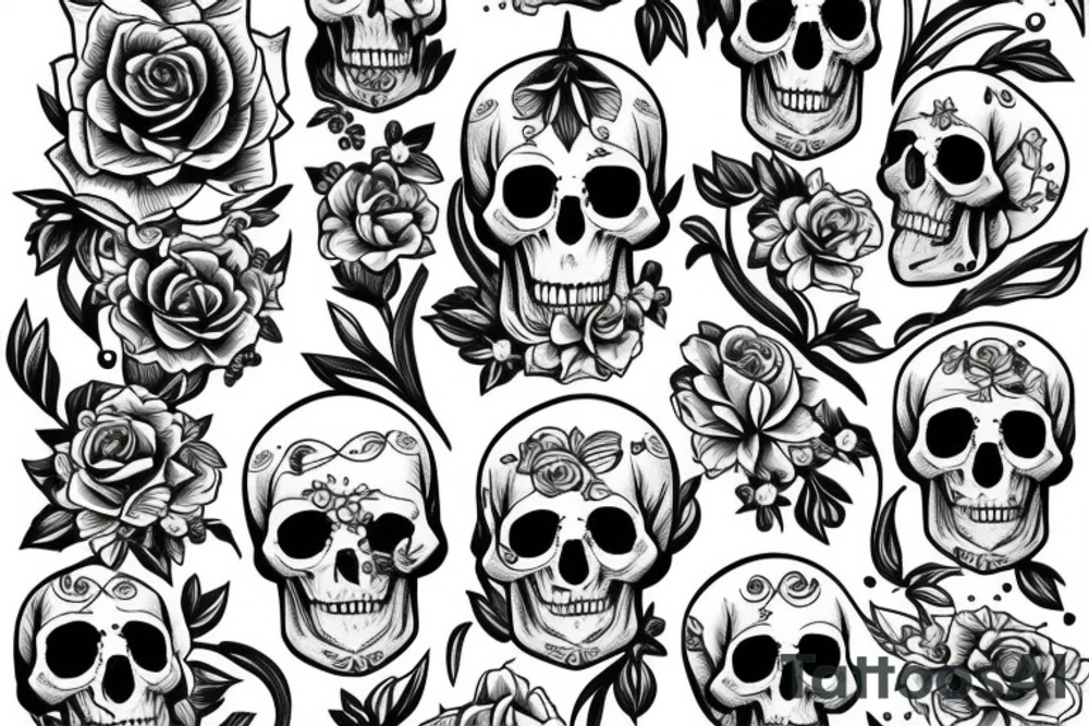 Hourglass with flowers and a skull tattoo idea