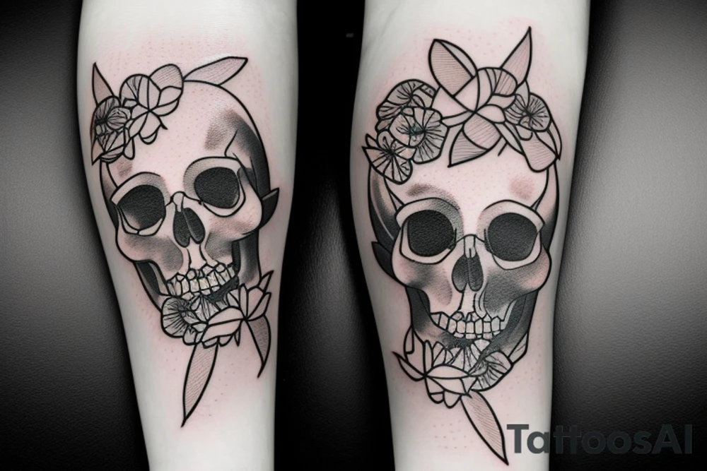 Hourglass with flowers and a skull tattoo idea