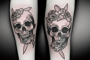 Hourglass with flowers and a skull tattoo idea