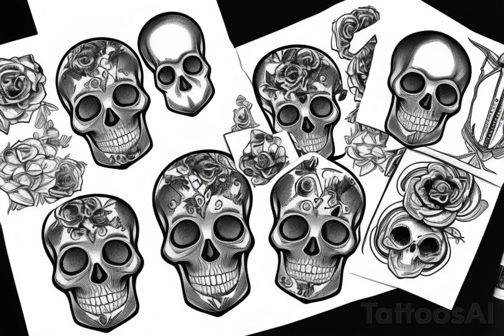 Hourglass filled with a skull tattoo idea