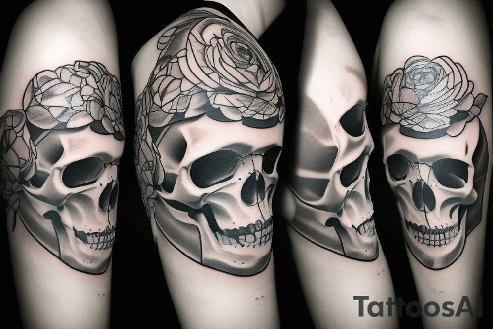 Hourglass filled with a skull tattoo idea