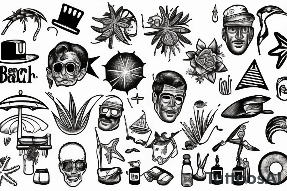 man in the beach tattoo idea