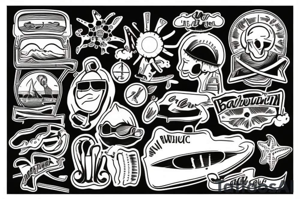 man in the beach tattoo idea