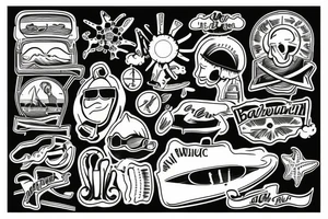 man in the beach tattoo idea