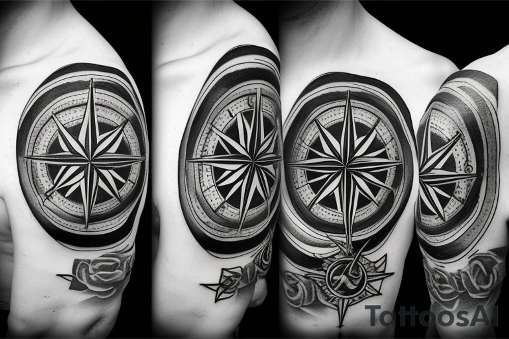 Compass and ship tattoo idea