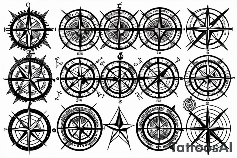 Compass and ship tattoo idea
