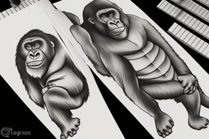 Gorilla playing piano tattoo idea