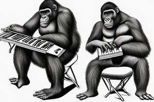 Gorilla playing piano tattoo idea