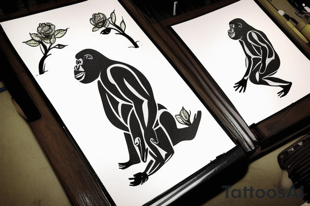 Gorilla playing piano tattoo idea