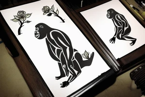 Gorilla playing piano tattoo idea